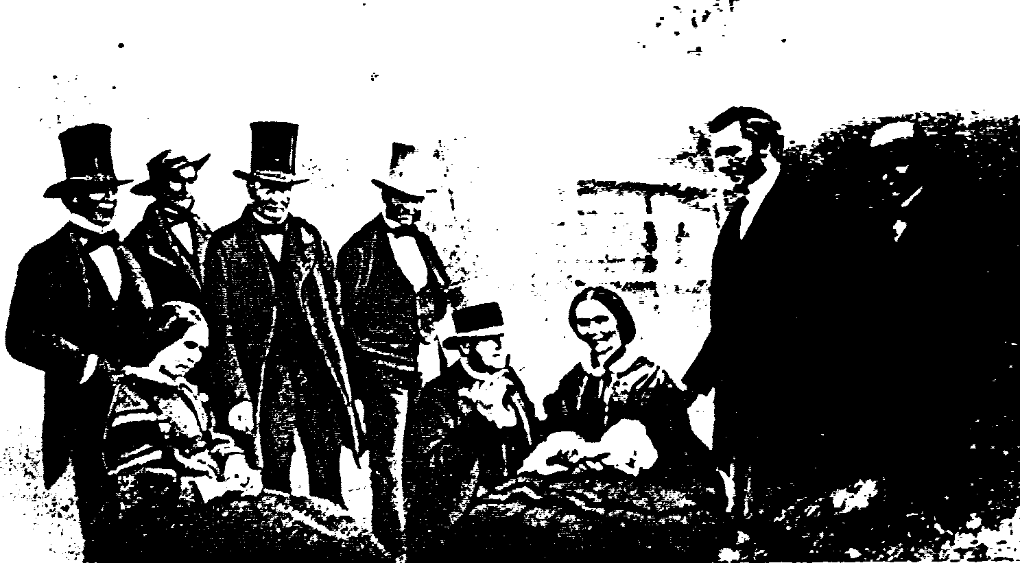 William Weaver (kneeling centre) with George Turner, Didier Joubert, Charles Moore and Mr Pennington, circa 1860