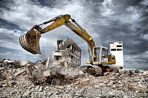 bulldozer-removes-debris-demolition-derelict-buildings-old-42166544